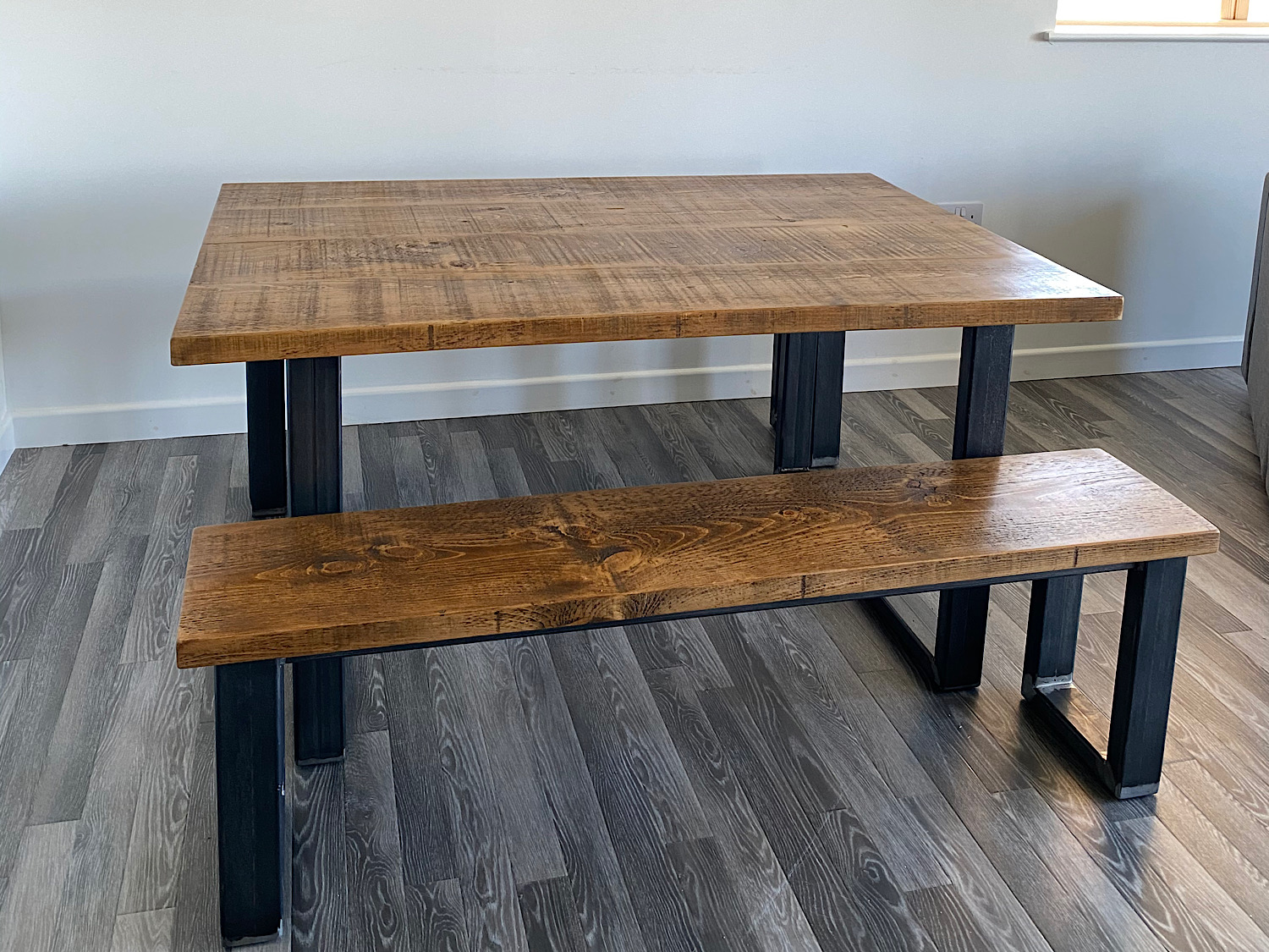 Thick Industrial Square Leg Dining Table